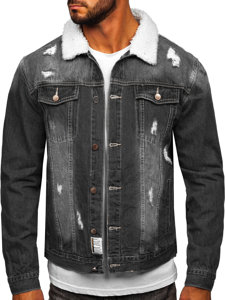 Men’s Denim Trucker Jacket Black Bolf MJ502N