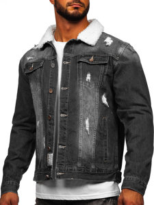 Men’s Denim Trucker Jacket Black Bolf MJ502N