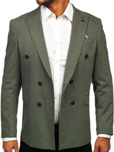 Men's Double-breasted Casual Suit Jacket Green Bolf 005