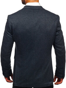 Men's Double-breasted Casual Suit Jacket Navy Blue Bolf 006