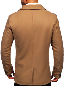 Men's Double-breasted Winter Coat with High Collar Camel Bolf 8801