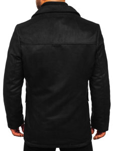 Men's Double-breasted Winter Coat with Warm Stand Up Collar Black Bolf M3143