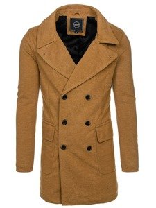 Men's Double-breasted Winter Coat with a High Collar Black Bolf 1048B