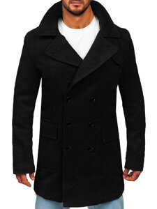 Men’s Double-breasted Winter Coat with high collar Black Bolf 1048A