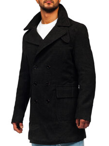 Men’s Double-breasted Winter Coat with high collar Black Bolf 1048A