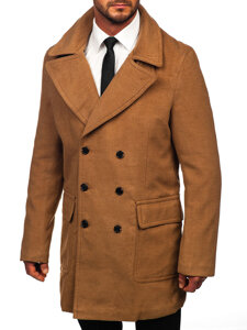 Men's Double-breasted Winter Coat with high collar Camel Bolf 1048C