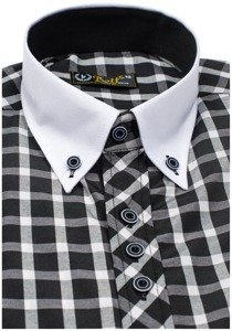 Men's Elegant Checked Short Sleeve Shirt Black Bolf 5531