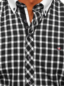 Men's Elegant Checked Short Sleeve Shirt Black Bolf 5531