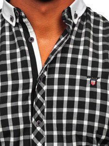 Men's Elegant Checkered Long Sleeve Shirt Black Bolf 5737-1