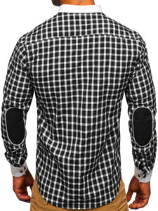 Men's Elegant Checkered Long Sleeve Shirt Black Bolf 5737-1