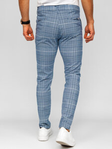 Men’s Elegant Checkered Pants Blue Bolf 184164