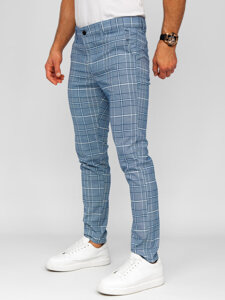 Men’s Elegant Checkered Pants Blue Bolf 184164