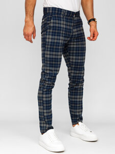 Men’s Elegant Checkered Pants Navy Blue Bolf 184142