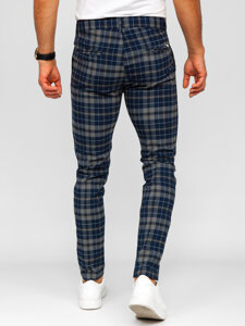 Men’s Elegant Checkered Pants Navy Blue Bolf 184142