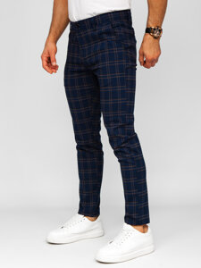 Men’s Elegant Checkered Pants Navy Blue Bolf 184189