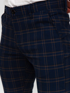 Men’s Elegant Checkered Pants Navy Blue Bolf 184189