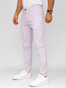 Men’s Elegant Checkered Pants Violet Bolf 184143