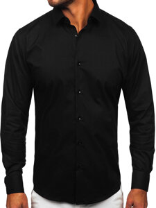 Men's Elegant Cotton Long Sleeve Slim Fit Shirt Black Bolf TSM14