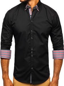 Men's Elegant Long Sleeve Shirt Black Bolf 0926