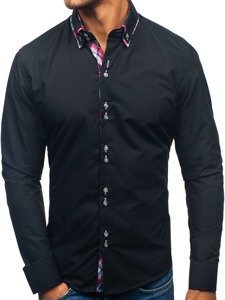 Men's Elegant Long Sleeve Shirt Black Bolf 2712