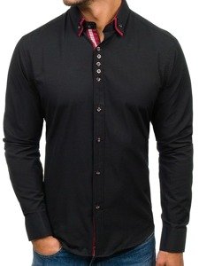 Men's Elegant Long Sleeve Shirt Black Bolf 4706