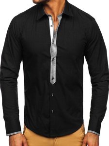 Men's Elegant Long Sleeve Shirt Black Bolf 6873