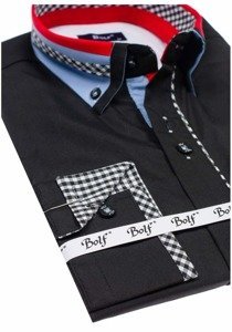 Men's Elegant Long Sleeve Shirt Black Bolf 6874