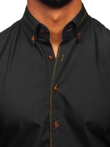 Men's Elegant Long Sleeve Shirt Black Bolf 6964