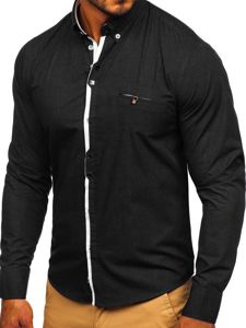 Men's Elegant Long Sleeve Shirt Black Bolf 7720