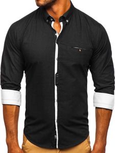 Men's Elegant Long Sleeve Shirt Black Bolf 7720
