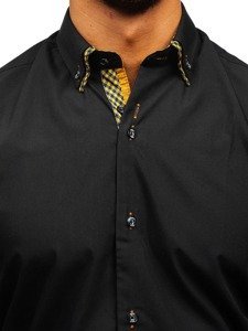 Men's Elegant Long Sleeve Shirt Black-Brown Bolf 4708