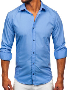 Men's Elegant Long Sleeve Shirt Blue Bolf 1703