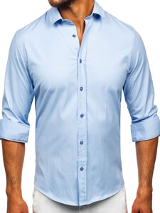 Men’s Elegant Long Sleeve Shirt Blue Bolf 24702