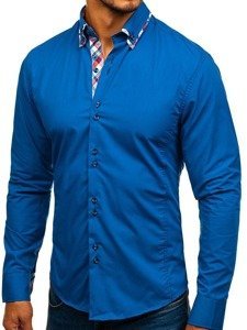 Men's Elegant Long Sleeve Shirt Blue Bolf 4704-1