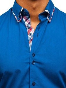 Men's Elegant Long Sleeve Shirt Blue Bolf 4704-1