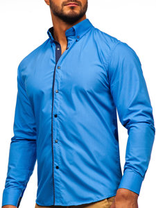 Men's Elegant Long Sleeve Shirt Blue Bolf 7724-1