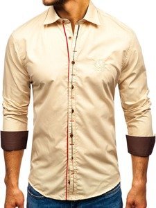 Men's Elegant Long Sleeve Shirt Camel Bolf 1769