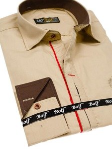 Men's Elegant Long Sleeve Shirt Camel Bolf 1769