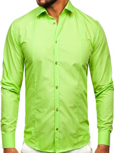 Men's Elegant Long Sleeve Shirt Celadon Bolf 6944