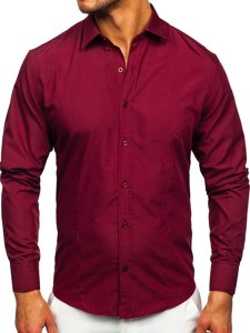 Men's Elegant Long Sleeve Shirt Claret Bolf 1703