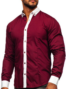 Men's Elegant Long Sleeve Shirt Claret Bolf 21750