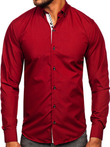 Men's Elegant Long Sleeve Shirt Claret Bolf 5796-1