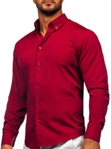 Men's Elegant Long Sleeve Shirt Claret Bolf 5821-1