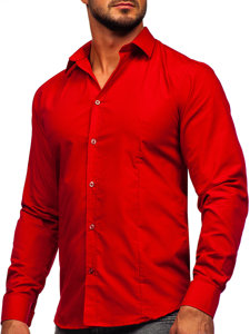 Men's Elegant Long Sleeve Shirt Dark Red Bolf 1703