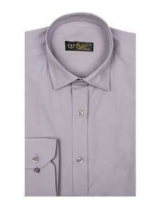 Men's Elegant Long Sleeve Shirt Grey Bolf 1703