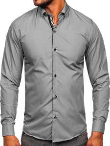 Men's Elegant Long Sleeve Shirt Grey Bolf 5796-1