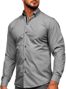 Men's Elegant Long Sleeve Shirt Grey Bolf 5796-1