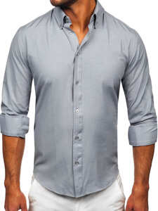 Men's Elegant Long Sleeve Shirt Grey Bolf 5821-1