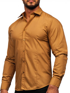 Men's Elegant Long Sleeve Shirt Light Brown Bolf 1703