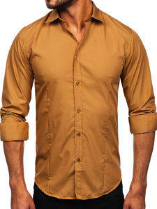 Men's Elegant Long Sleeve Shirt Light Brown Bolf 1703